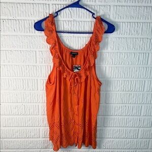 Torrid Orange Eyelet Ruffle Blouse NWT